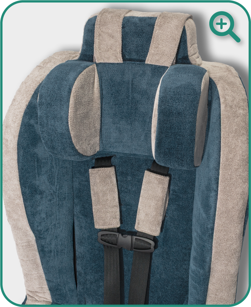 Roosevelt headrest detail — Ocean Blue