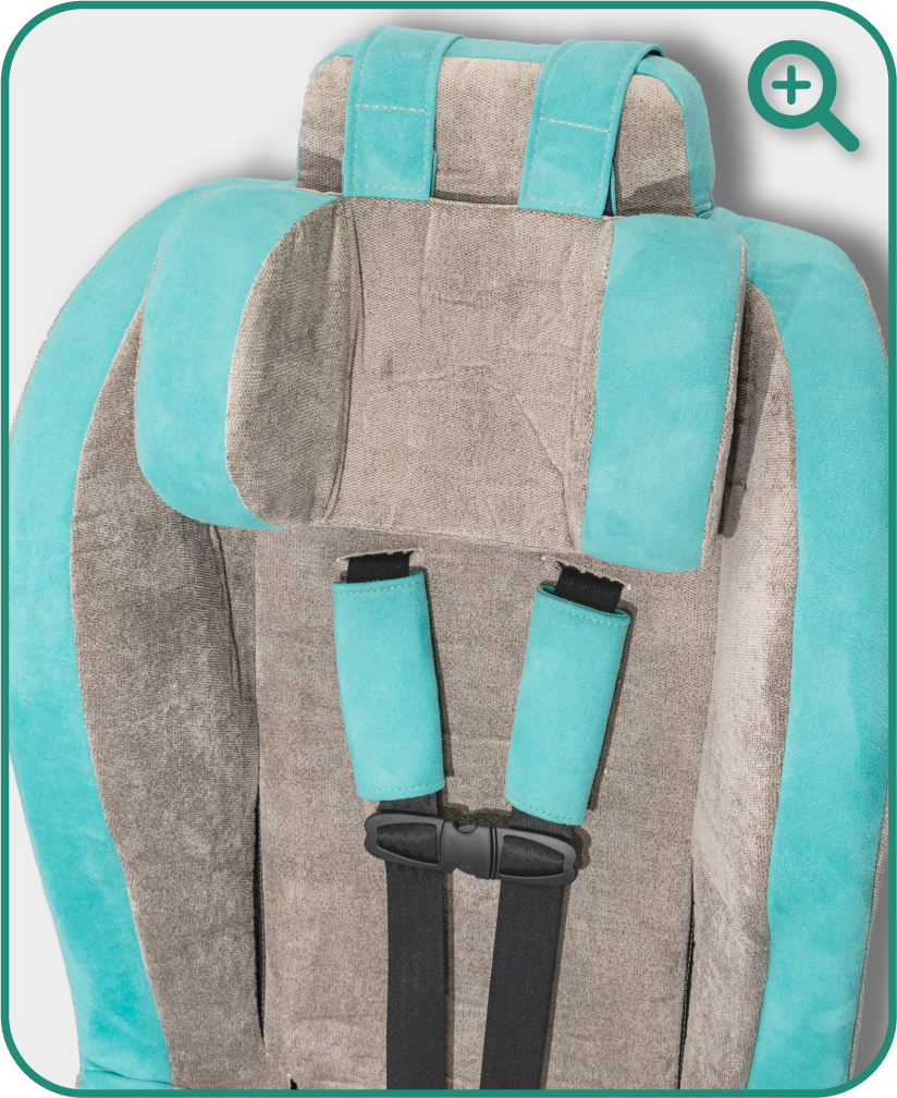 Roosevelt headrest detail — Turquoise Rain