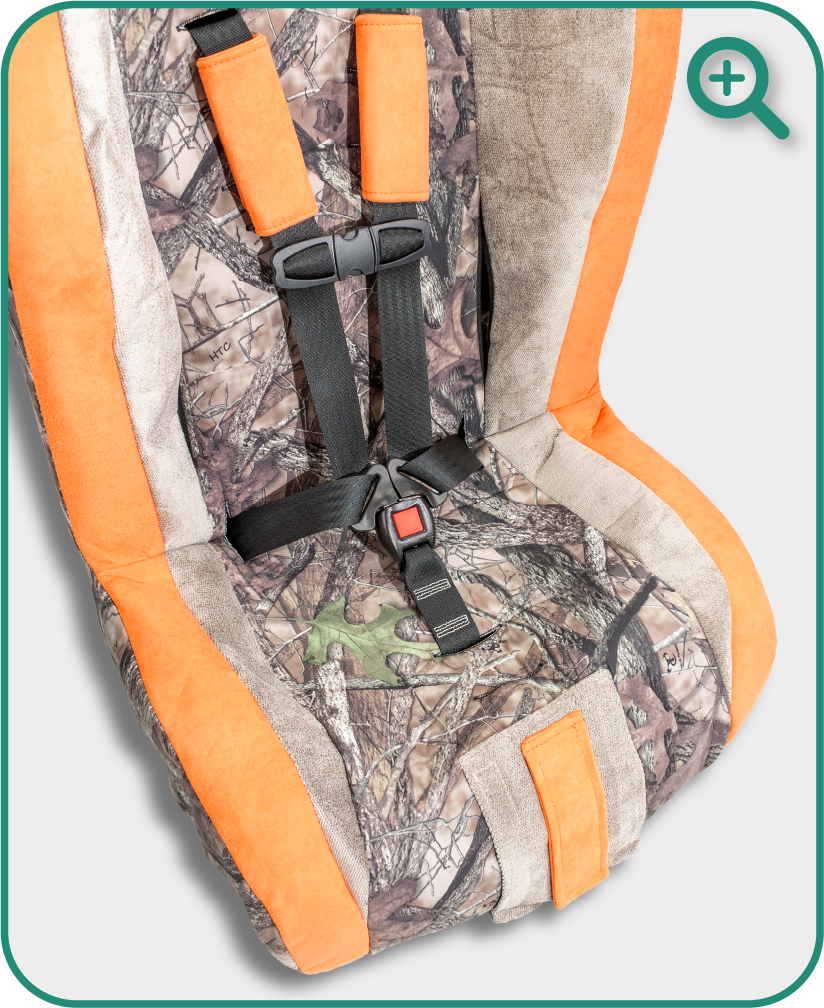 Roosevelt seat pan detail — Hunter Orange Camo